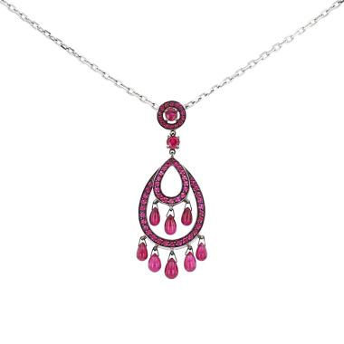 Collier Boucheron Cinna Pampilles en or blanc et rubis