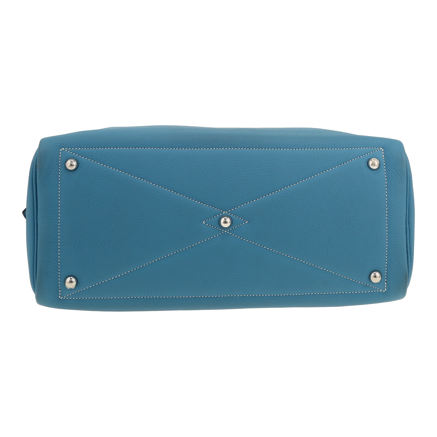 Bolso de mano Hermès  Victoria en cuero togo azul - Detail D1