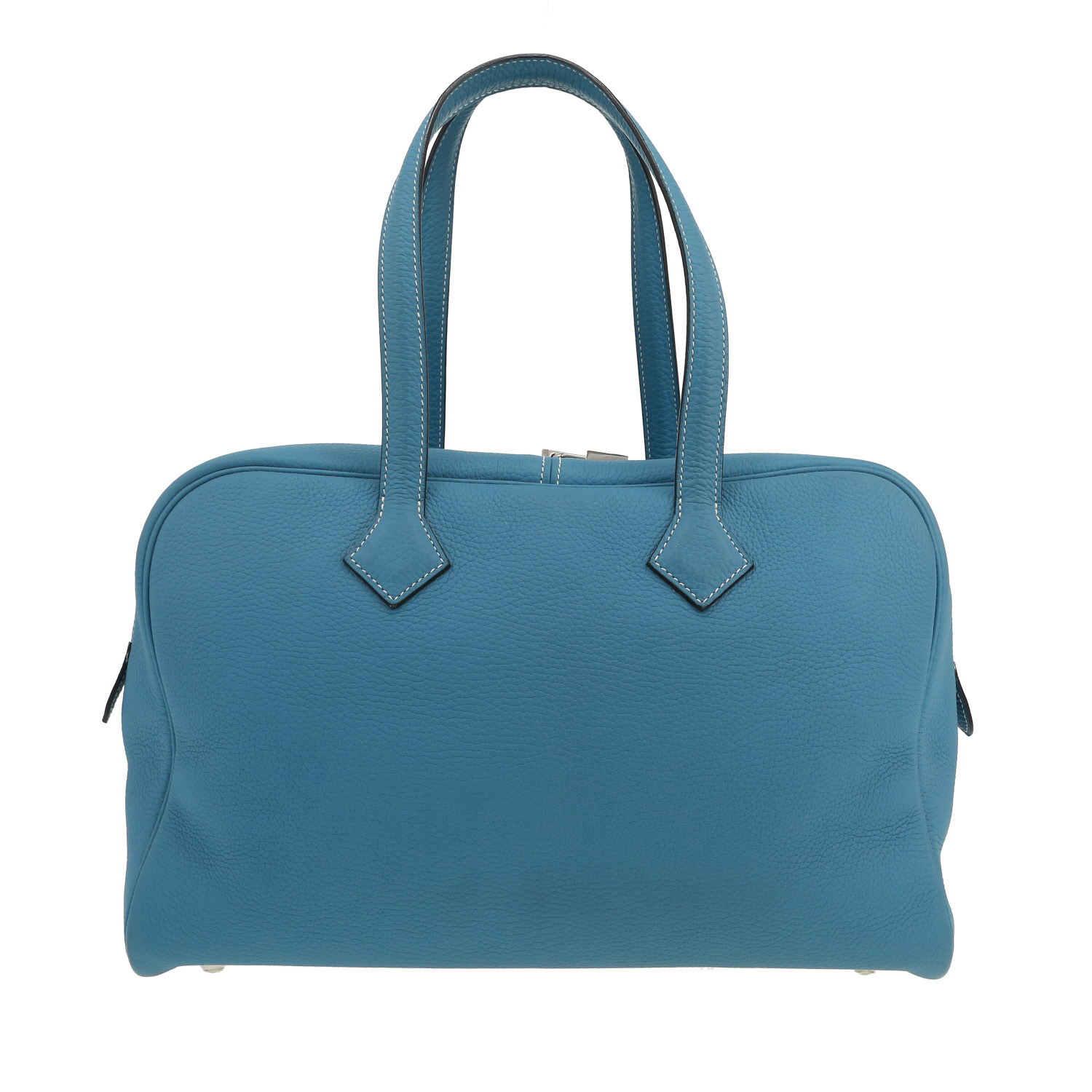 Sac à main Hermès  Victoria en cuir togo bleu-jean - Detail D2