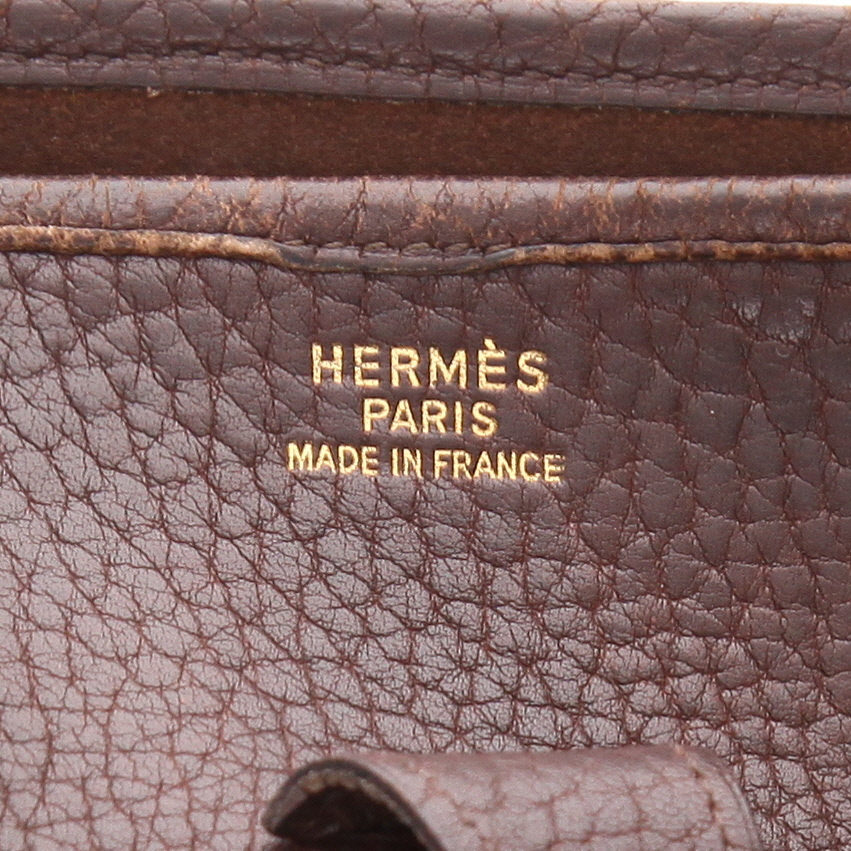 Bolso bandolera Hermès  Evelyne en cuero taurillon clémence marrón - Detail D2