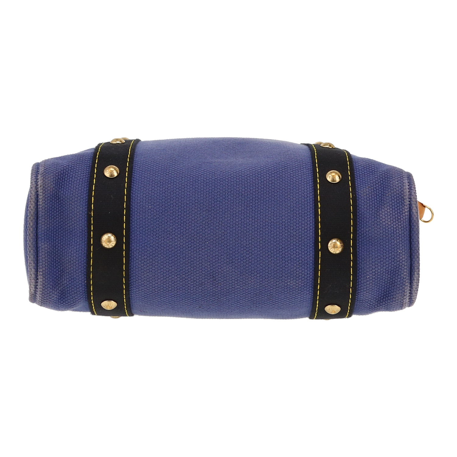 Louis Vuitton Antigua shopping bag in blue canvas and natural leather - Detail D1