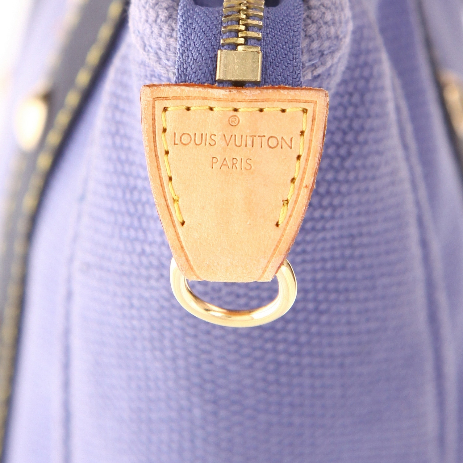 Louis Vuitton Antigua shopping bag in blue canvas and natural leather - Detail D2