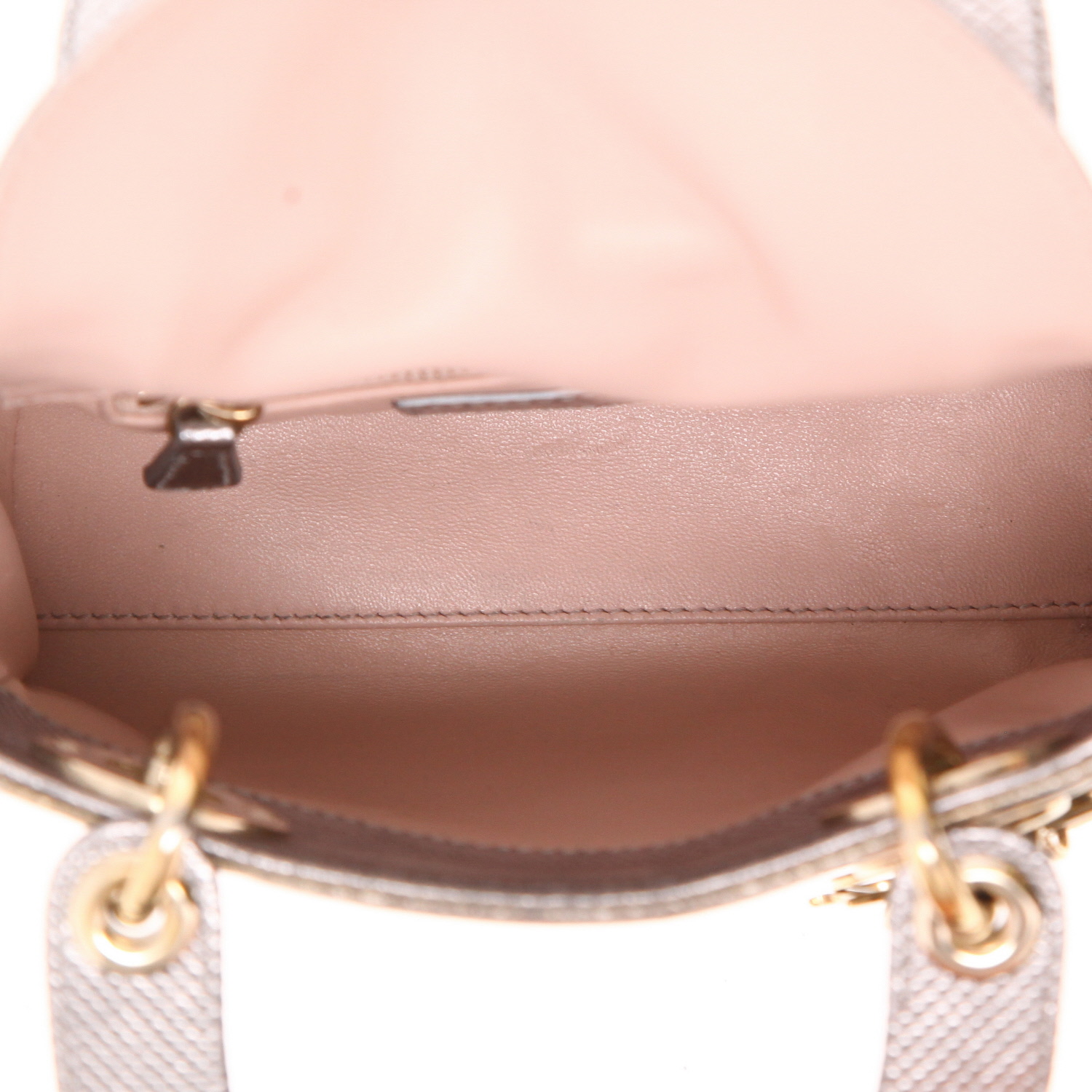Bolso bandolera Dior   en cuero granulado dorado y plateado - Detail D3