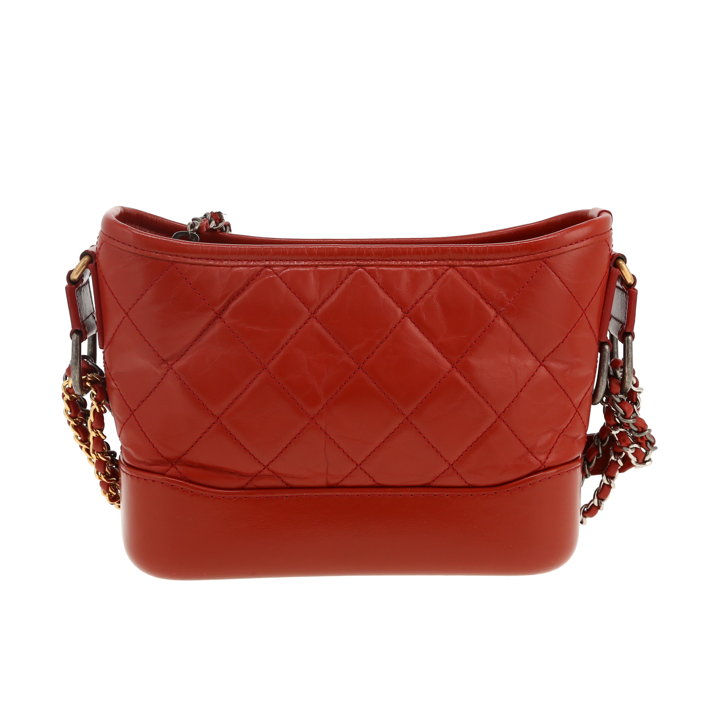 Bolso bandolera Chanel  Gabrielle  modelo pequeño  en cuero acolchado rojo - Detail D4