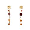 Paire de boucles d'oreilles Vintage  en or jaune, pierres de couleurs et diamants - 00pp thumbnail