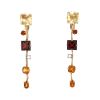 Paire de boucles d'oreilles Vintage  en or jaune, pierres de couleurs et diamants - 360 thumbnail