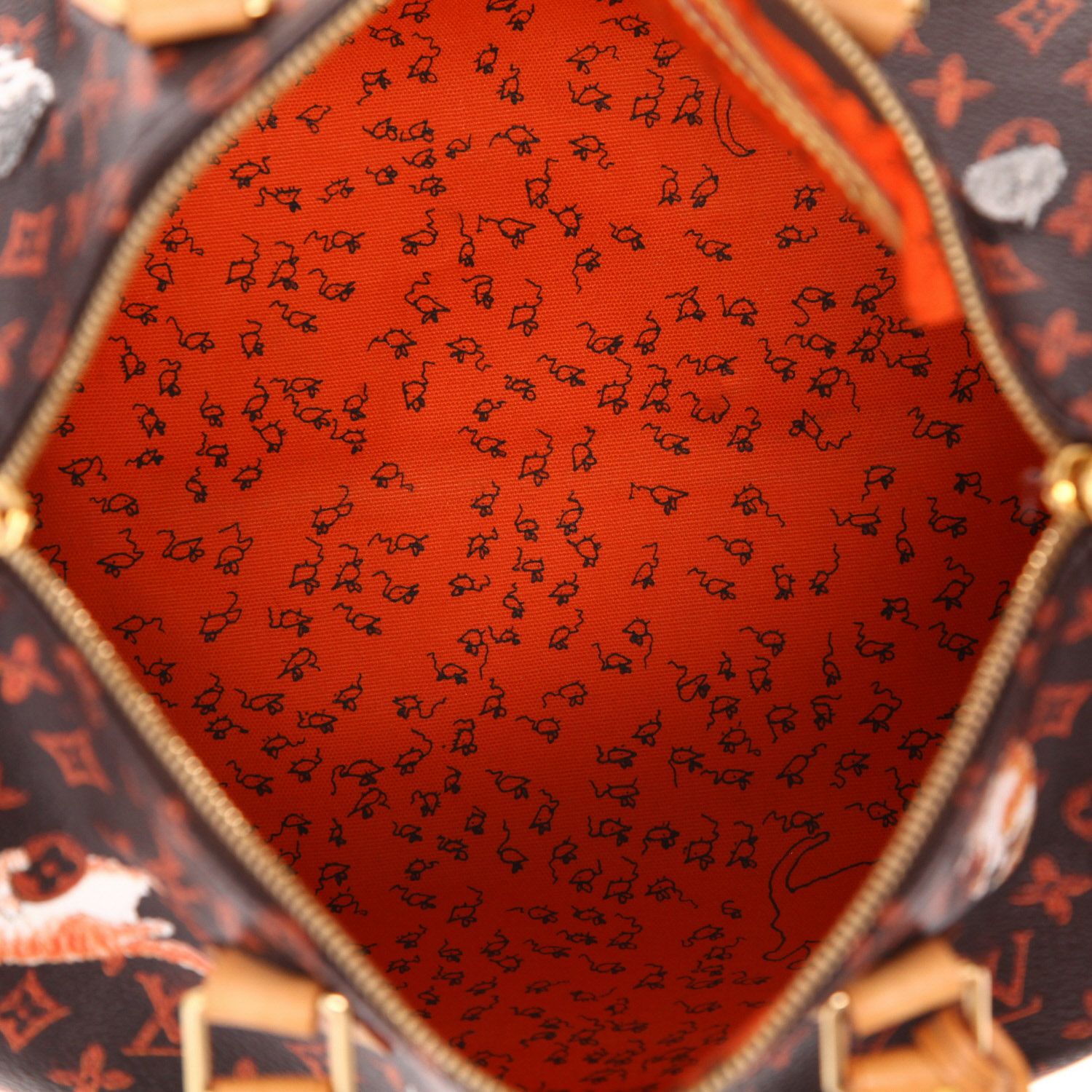 Bolso de mano Louis Vuitton  Speedy Editions Limitées Grace Coddington en lona Monogram negra y roja y cuero natural - Detail D3