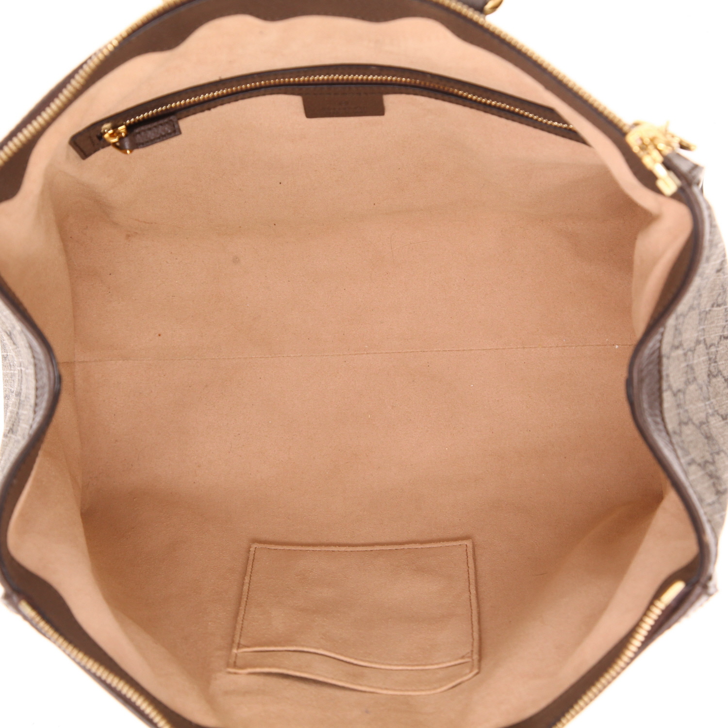 Gucci   shopping bag  in brown "sûpreme GG" canvas  and brown leather - Detail D3