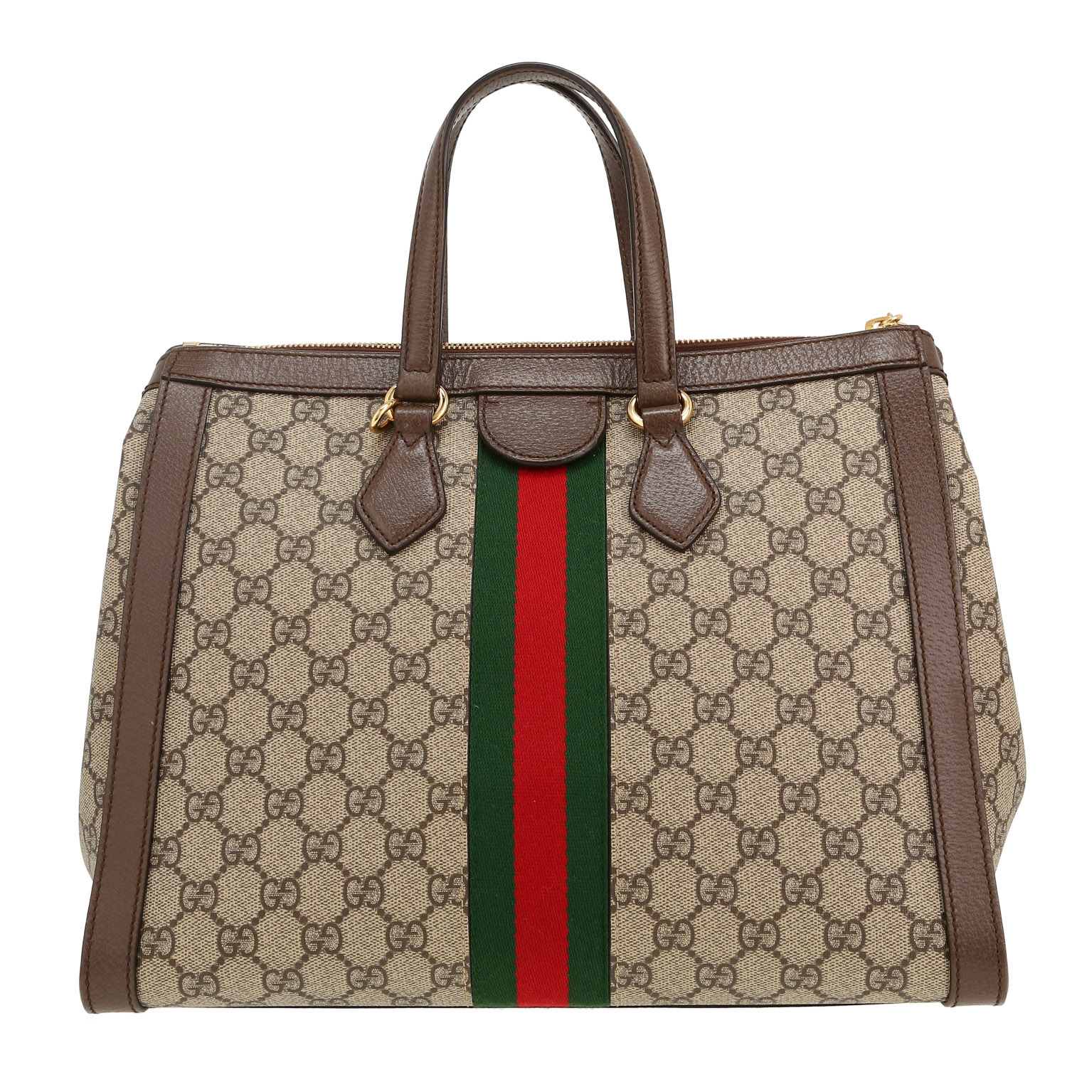 Shopping bag Gucci   in tela "sûpreme GG" marrone e pelle marrone - Detail D4
