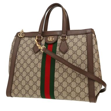 Shopping bag Gucci   in tela "sûpreme GG" marrone e pelle marrone