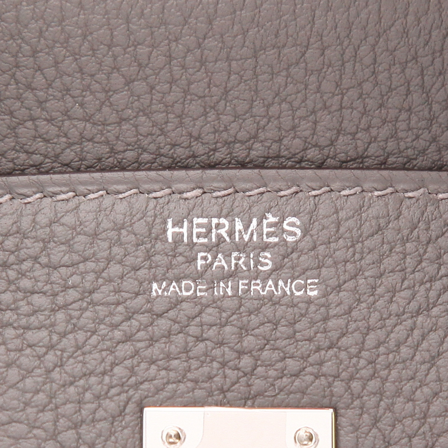 Sac à main Hermès  Birkin 25 cm en cuir togo Gris Meyer - Detail D2