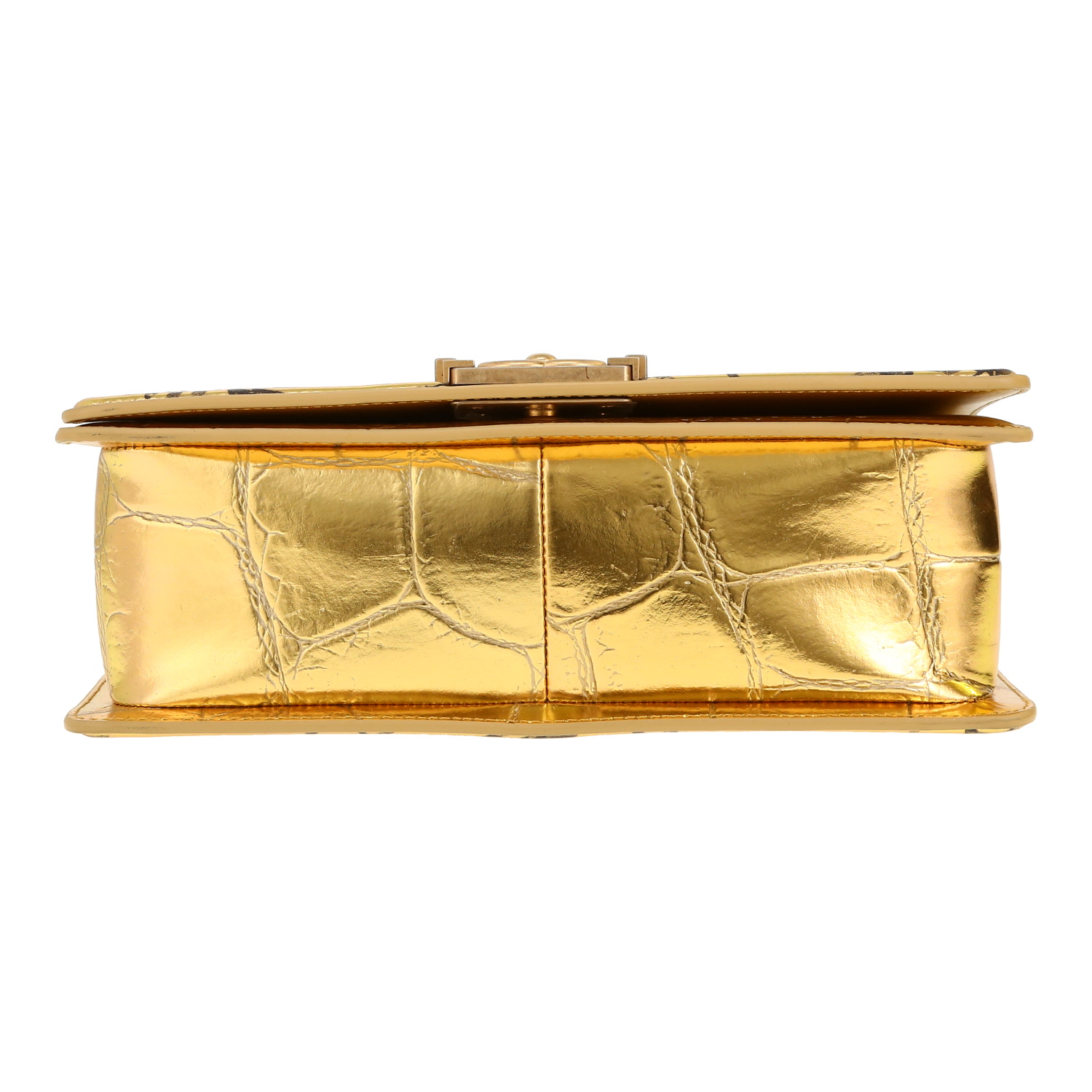 Sac bandoulière Chanel  Boy moyen modèle  en cuir doré - Detail D1