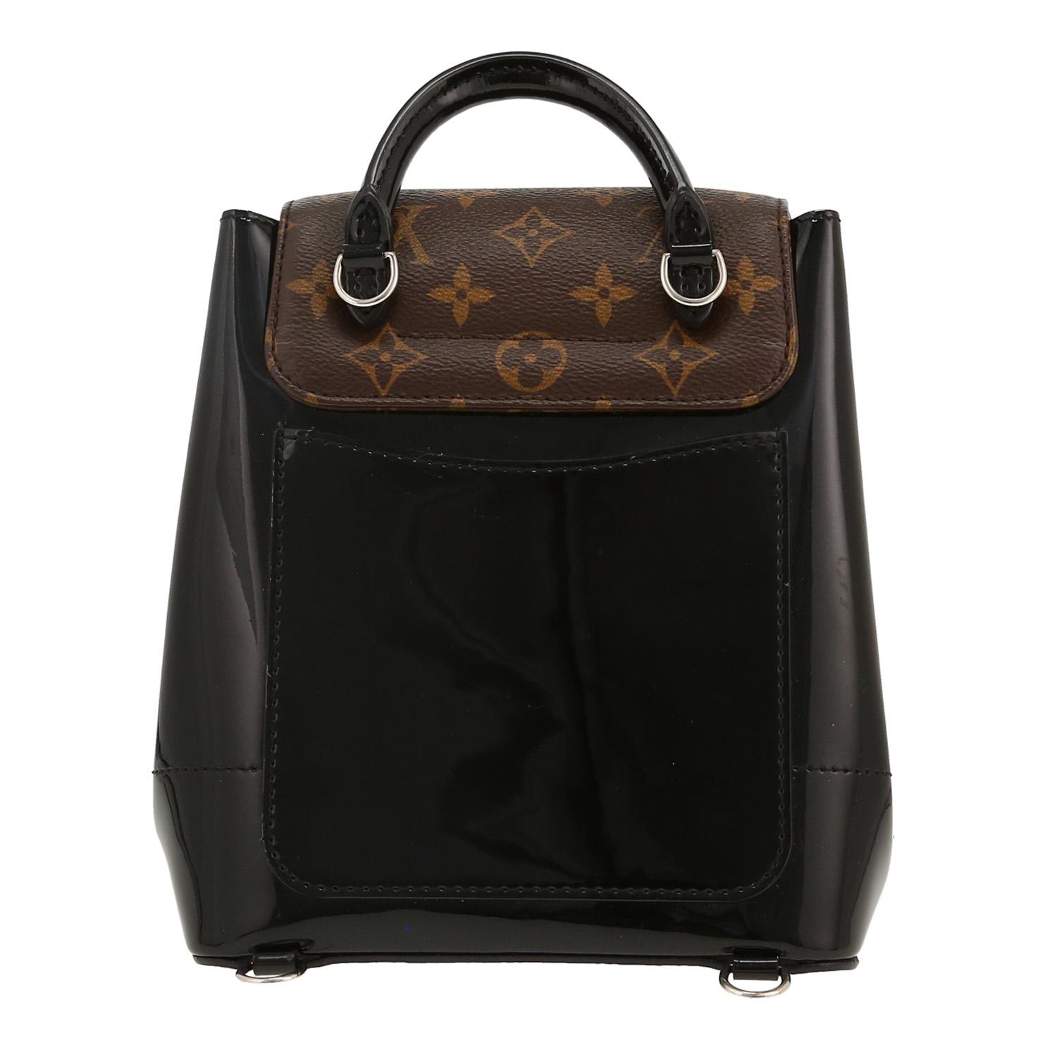 Louis Vuitton   backpack  in brown monogram canvas  and black patent leather - Detail D4