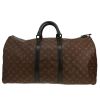 Bolsa de viaje Louis Vuitton  Keepall 55 en lona Monogram marrón y cuero negro - Detail D4 thumbnail