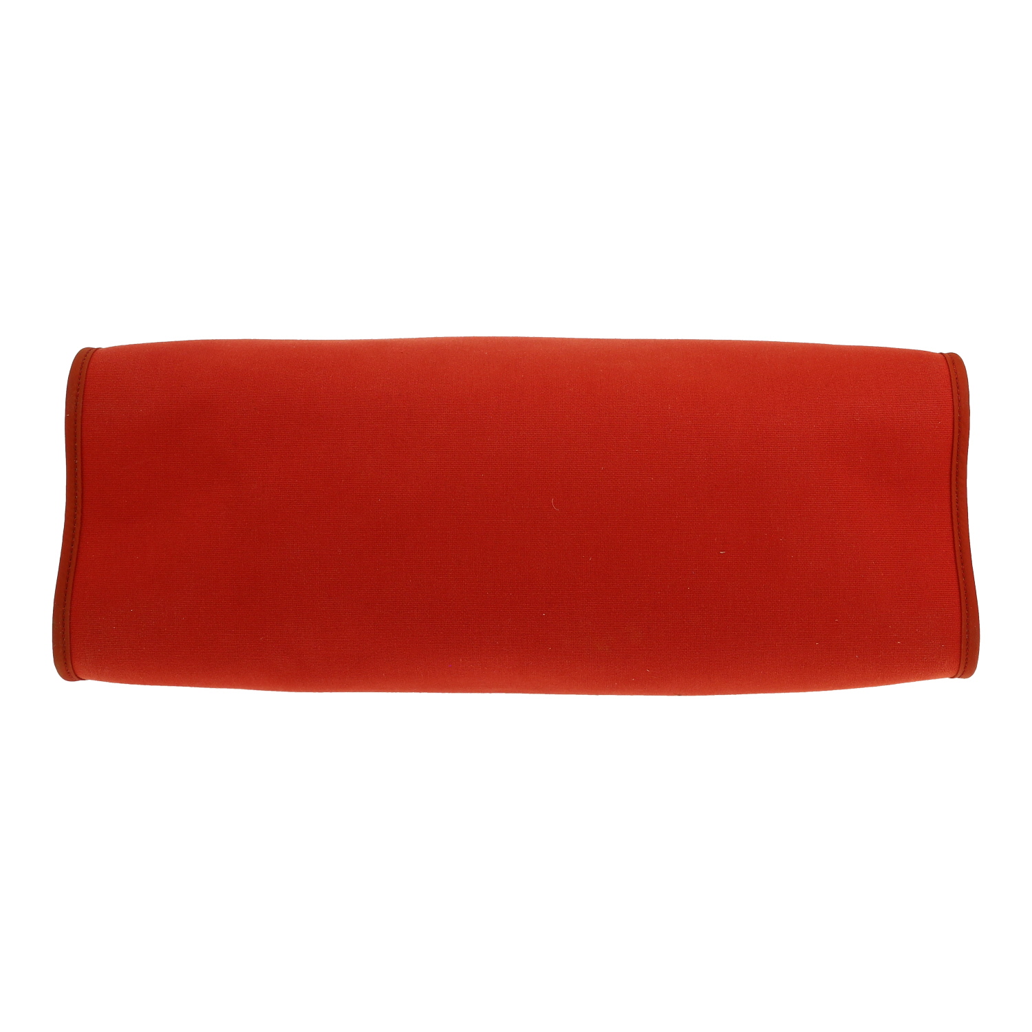 Bolso para llevar al hombro o en la mano Hermès  Herbag en lona naranja y cuero marrón - Detail D1