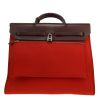 Hermès  Herbag bag worn on the shoulder or carried in the hand  in orange canvas  and brown leather - Detail D4 thumbnail