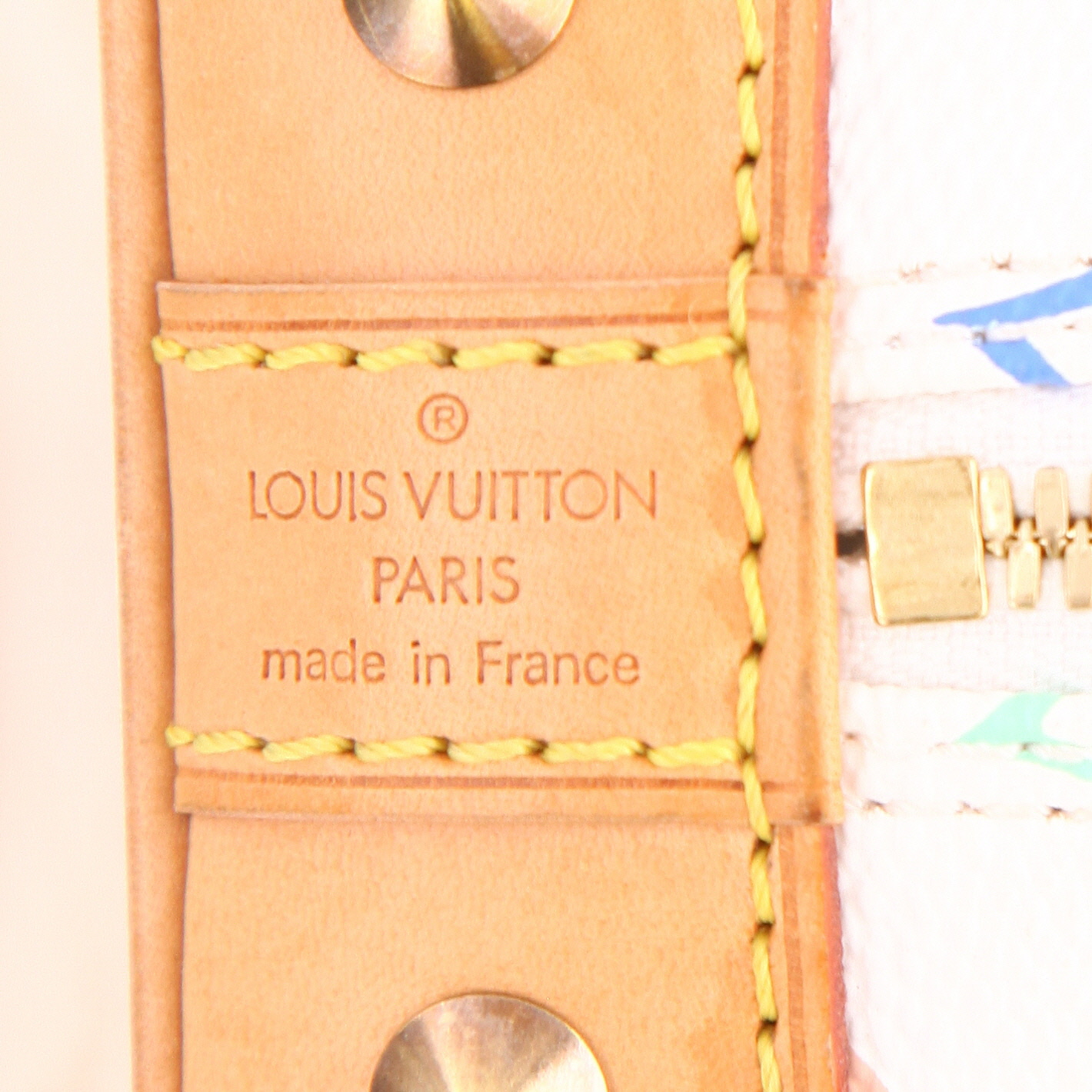 Borsa Louis Vuitton  Alma Editions Limitées in tela monogram cerata multicolore e bianca e pelle naturale - Detail D2