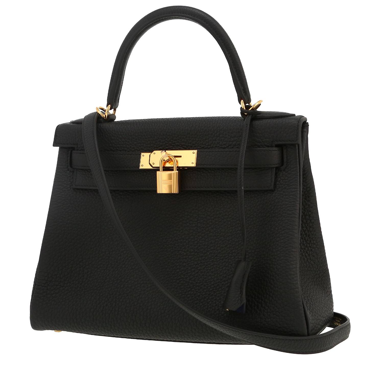 Hermès Kelly 28 cm handbag in black togo leather