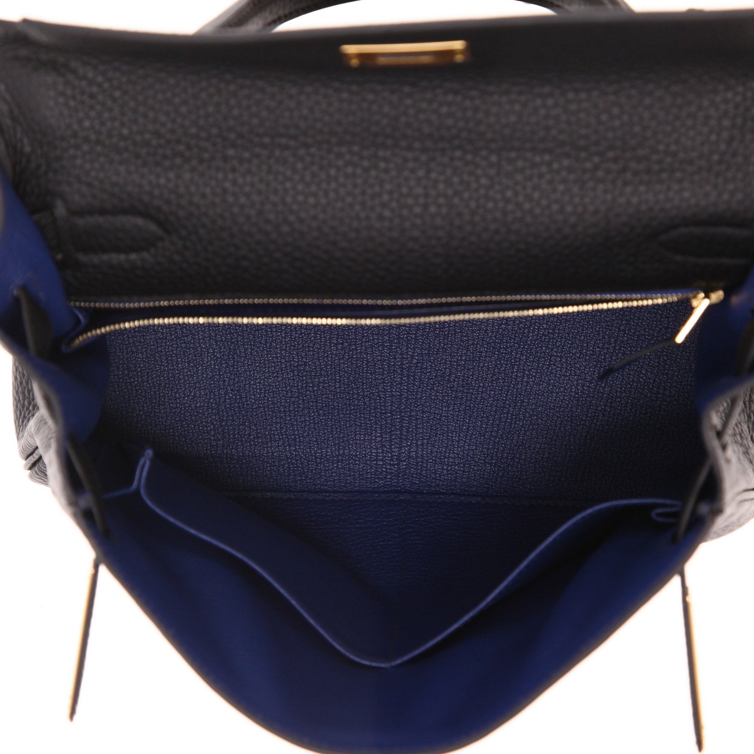 Bolso de mano Hermès  Kelly 28 cm en cuero togo negro - Detail D3