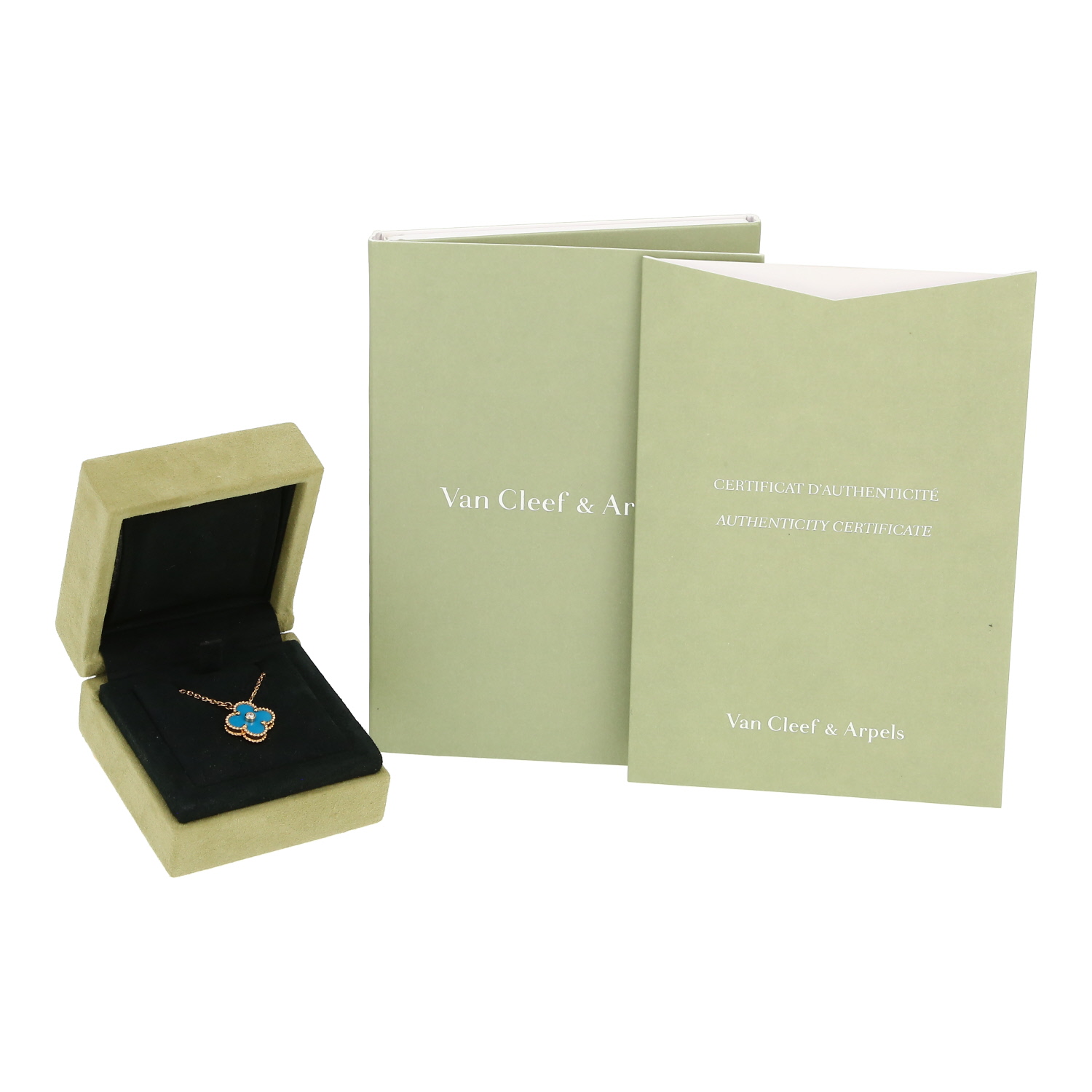 Van Cleef & Arpels Vintage Alhambra necklace in yellow gold, Sèvres blue porcelain and diamond - Detail D2