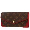 Billetera Louis Vuitton  Sarah en lona Monogram marrón y cuero rojo - 00pp thumbnail