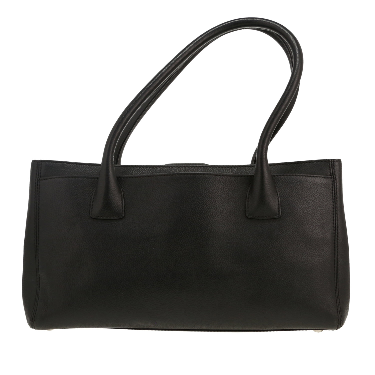 Chanel Executive shopping bag in black grained leather - Detail D4