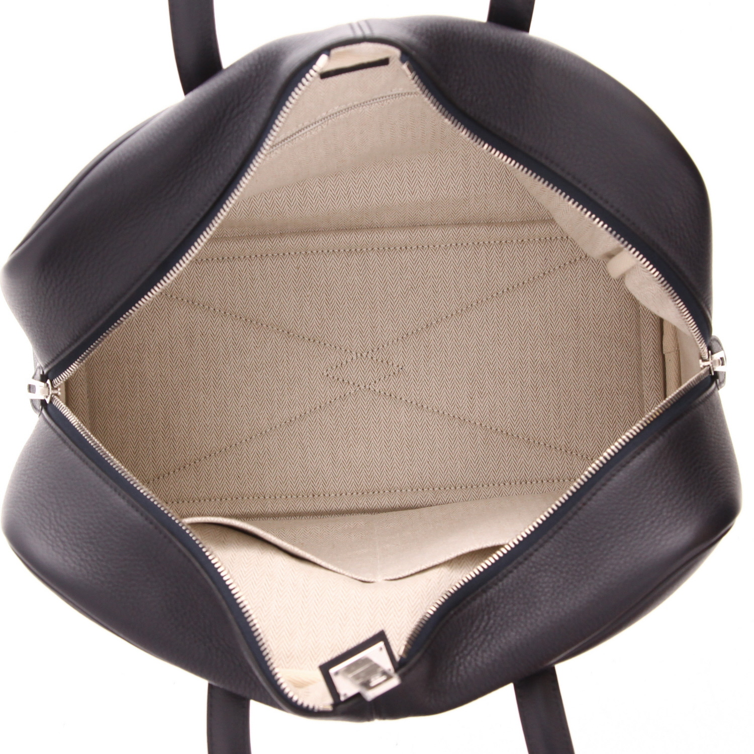 Bolso de mano Hermès  Victoria en cuero togo Bleu Caban - Detail D3