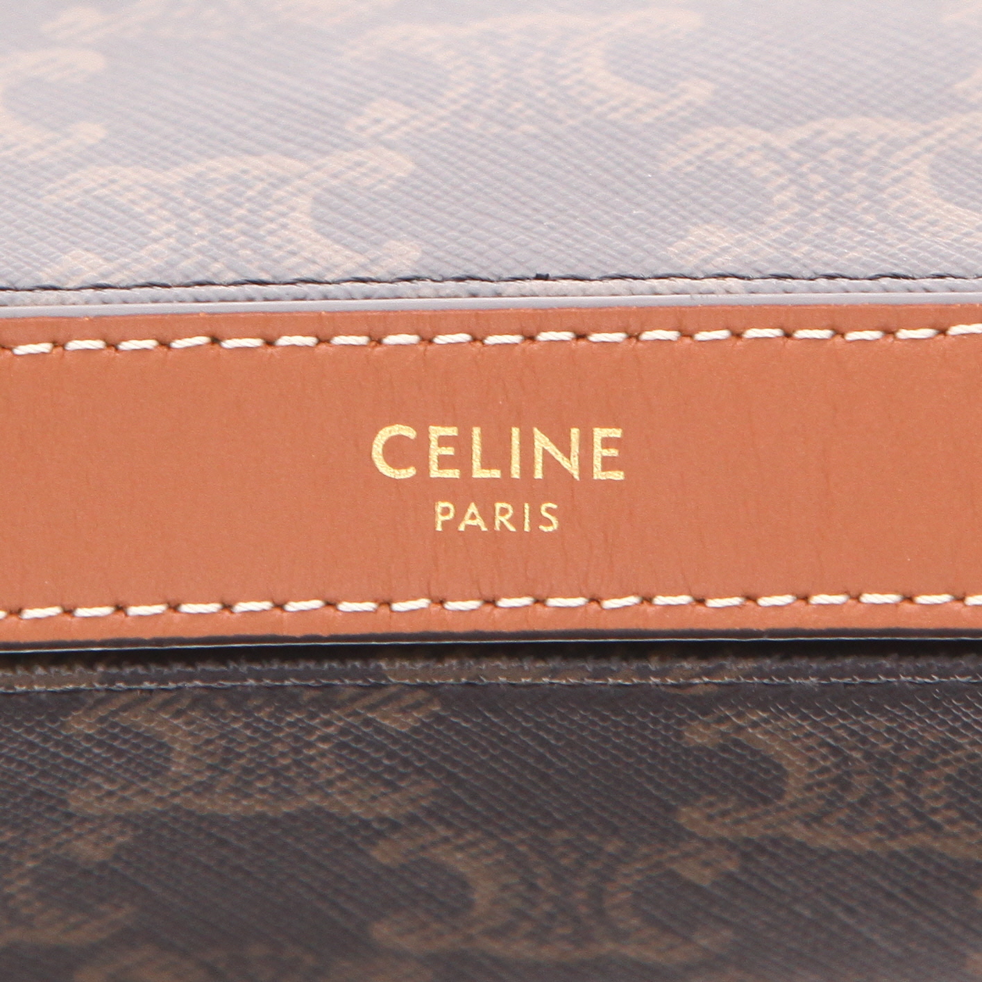 Celine Ava handbag in brown "Triomphe" canvas and brown leather - Detail D2