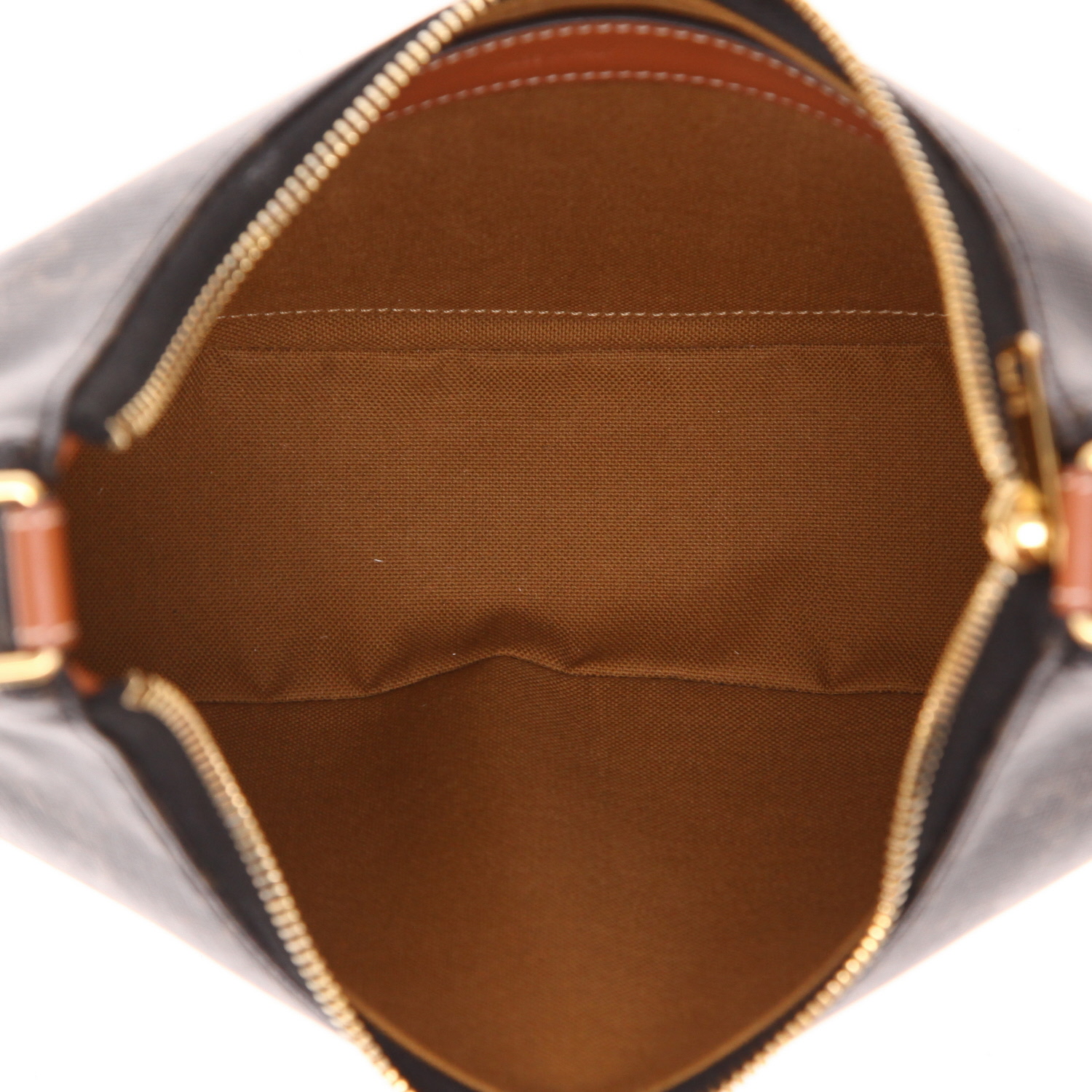Celine Ava handbag in brown "Triomphe" canvas and brown leather - Detail D3