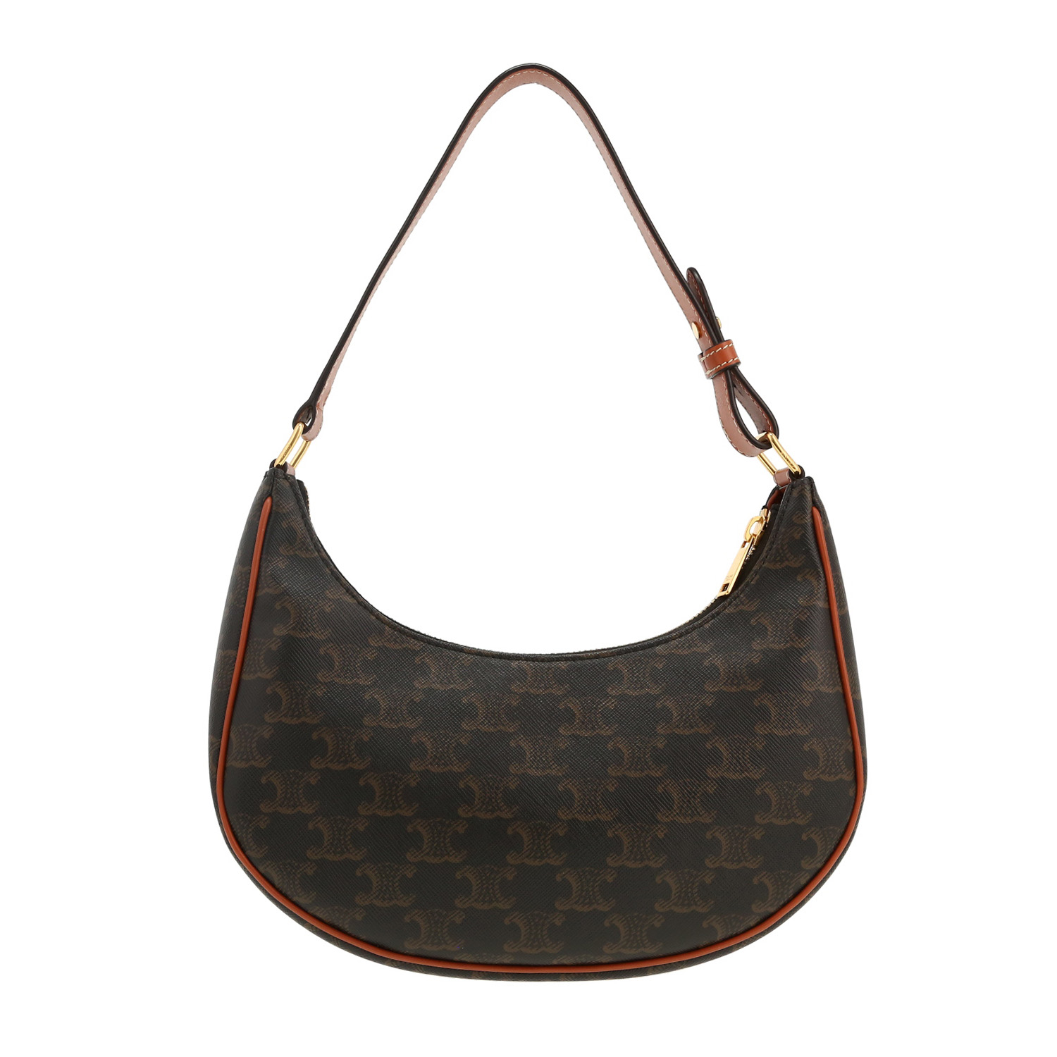 Celine Ava handbag in brown "Triomphe" canvas and brown leather - Detail D4