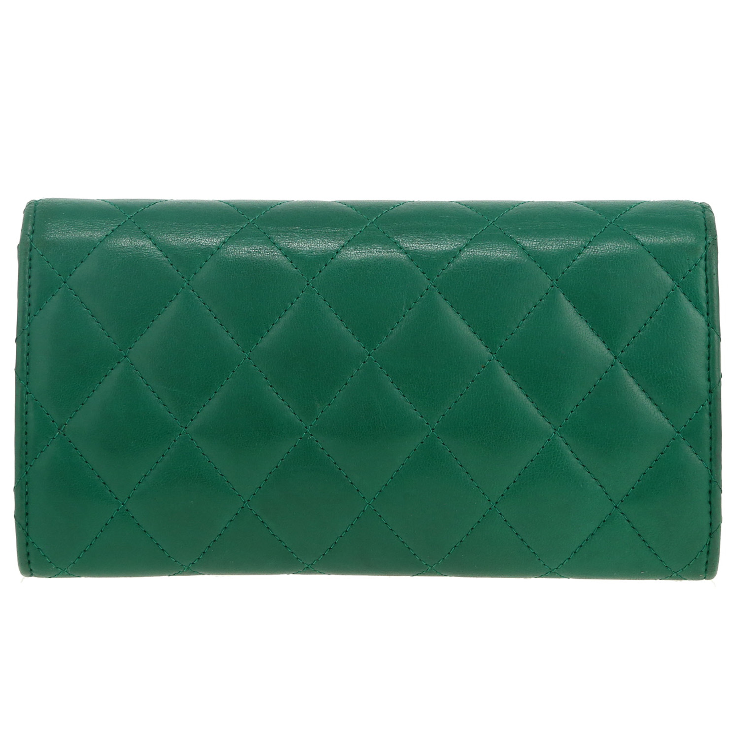 Billetera Chanel  Classic Wallet en cuero acolchado verde - Detail D4