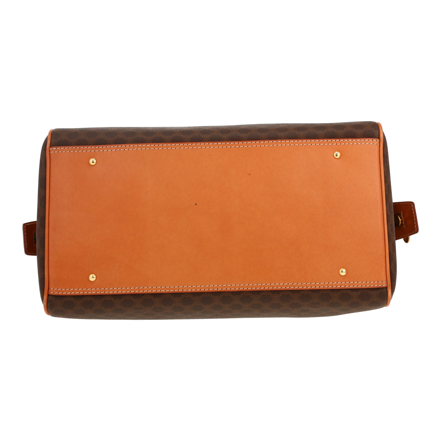 Bolso de mano Celine  Vintage en tejido "Triomphe" marrón y cuero marrón - Detail D1