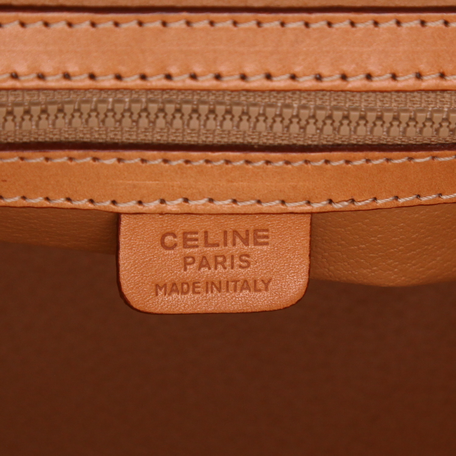 Celine  Vintage handbag  in brown "Triomphe" canvas  and brown leather - Detail D3