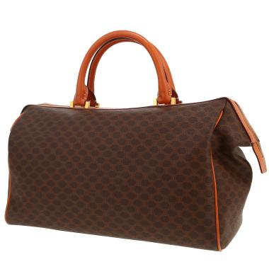 Borsa Celine  Vintage in tela "Triomphe" marrone e pelle marrone