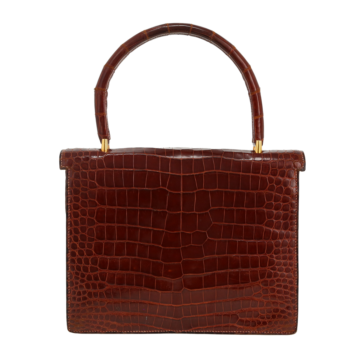 Sac à main Hermès  Vintage en crocodile marron - Detail D4