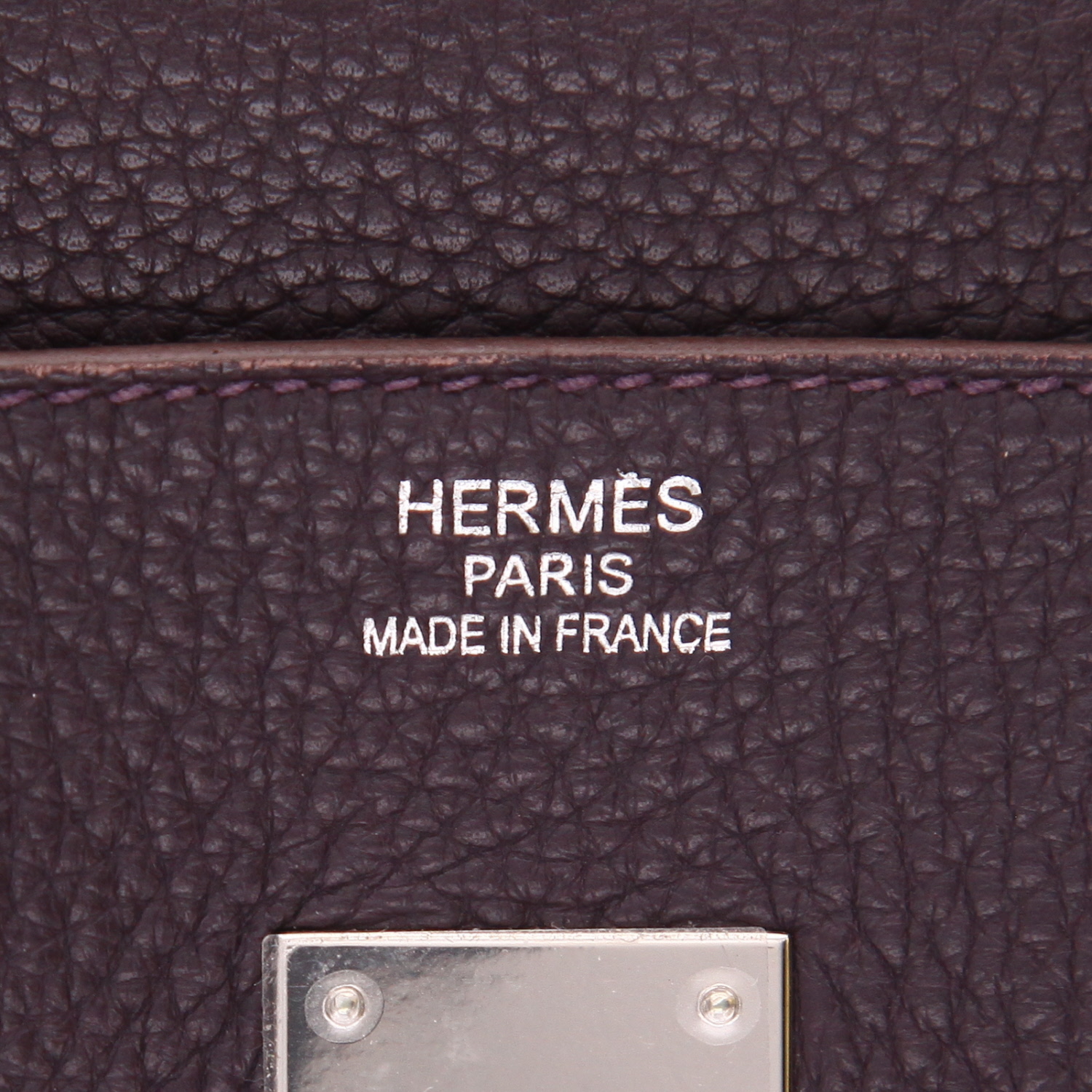 Hermès  Birkin 35 cm handbag  in purple Raisin togo leather - Detail D2