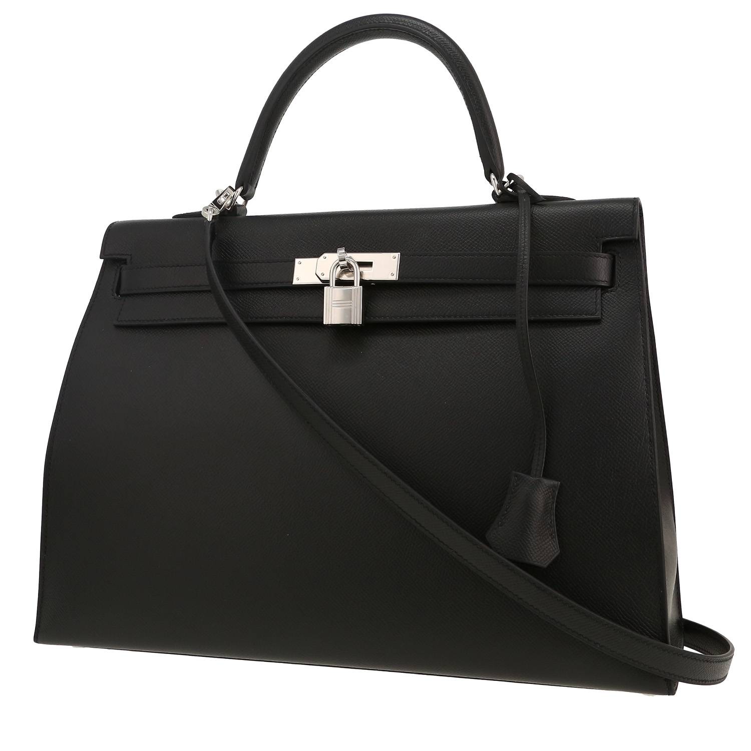 Bolso de mano Hermès  Kelly 35 cm en cuero epsom negro