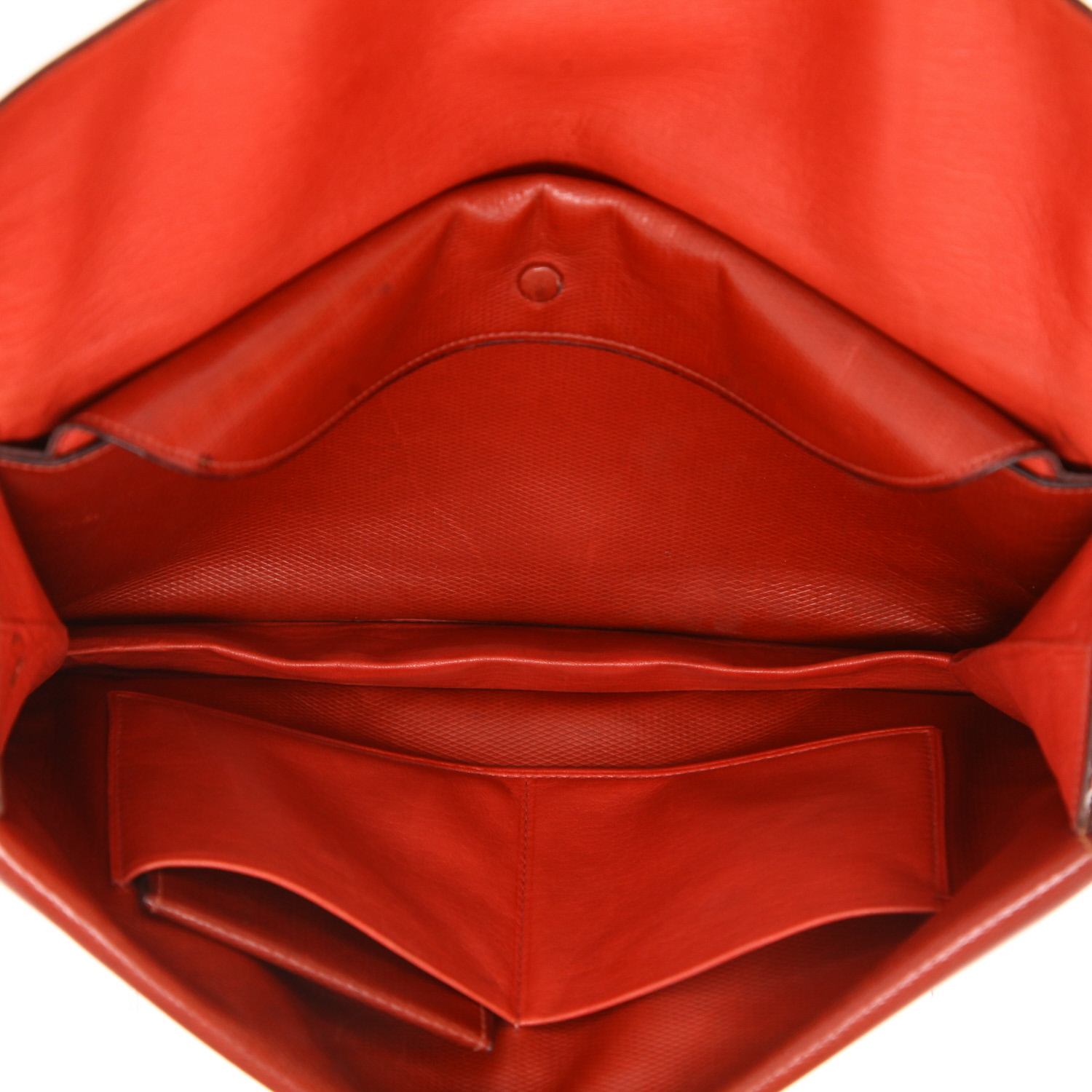 Hermès   pouch  in red Cuir de Russie - Detail D3