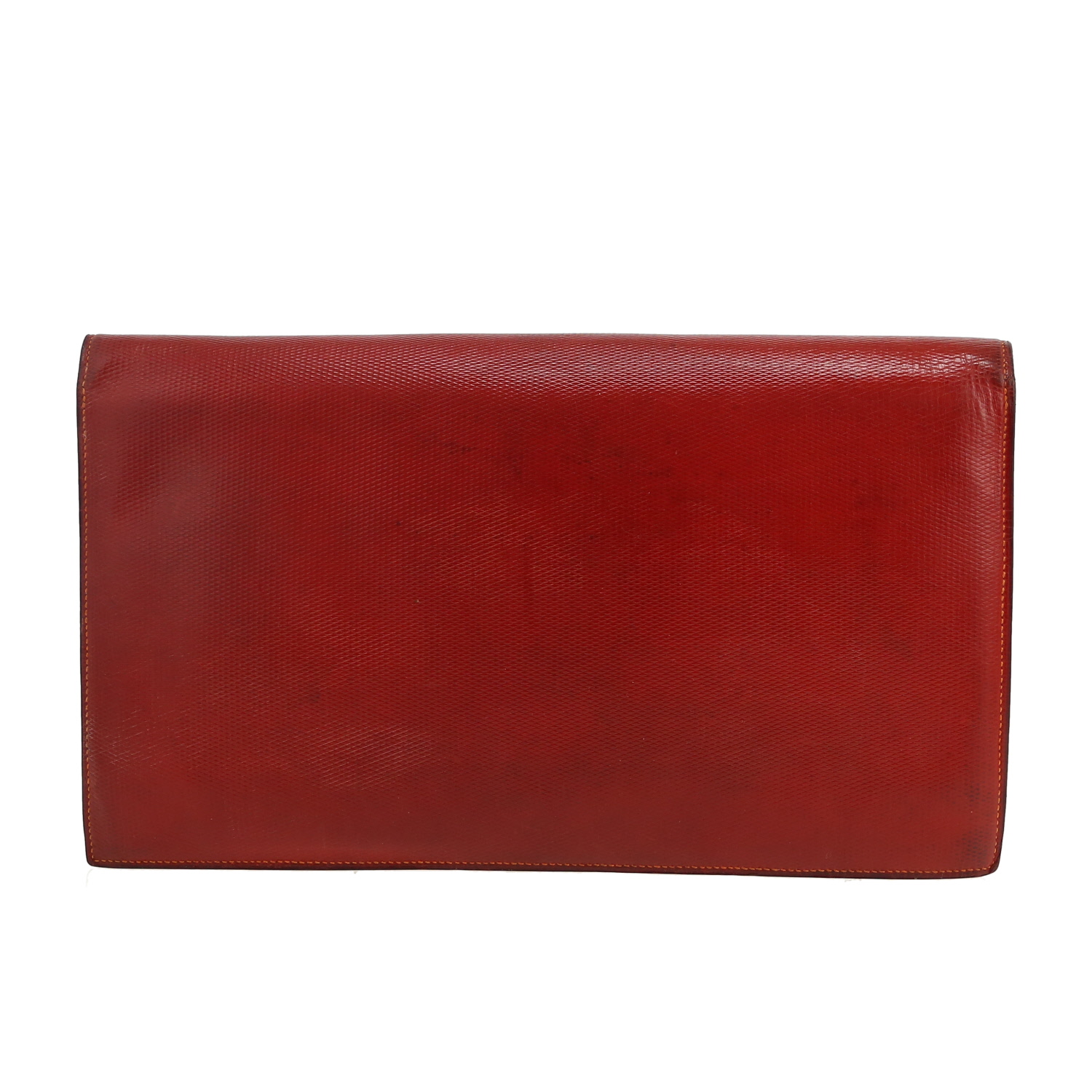 Hermès   pouch  in red Cuir de Russie - Detail D4