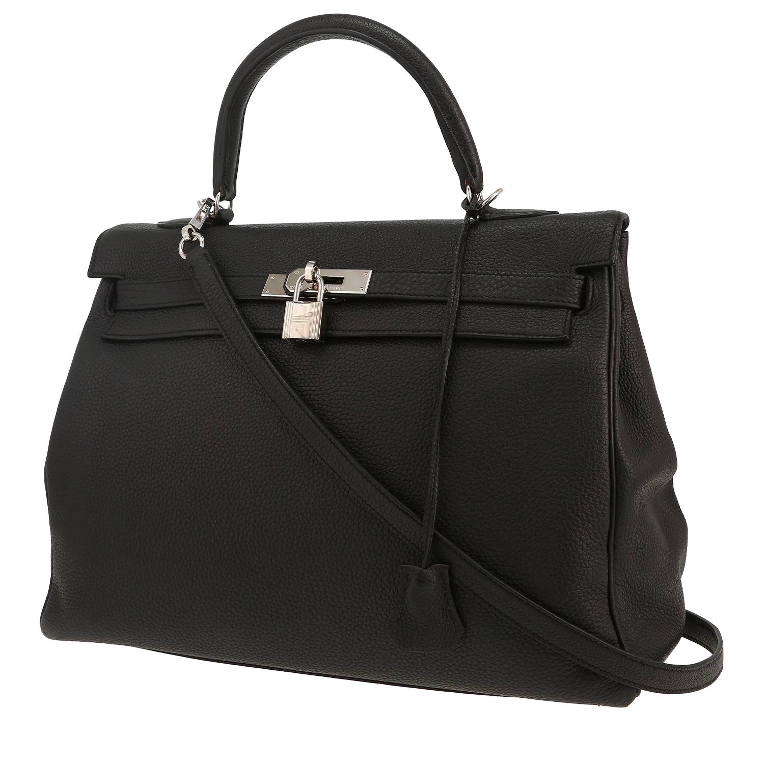 Bolso de mano Hermès  Kelly 35 cm en cuero togo negro