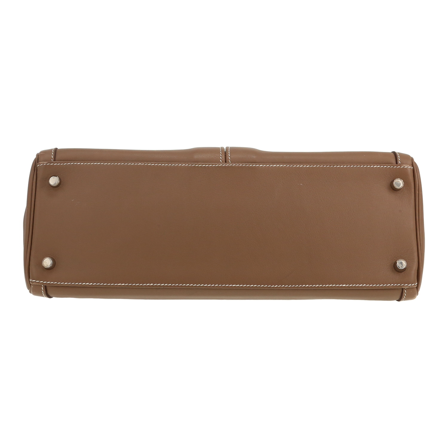 Bolso de mano Hermès  Kelly Lakis en cuero swift marrón etoupe - Detail D1