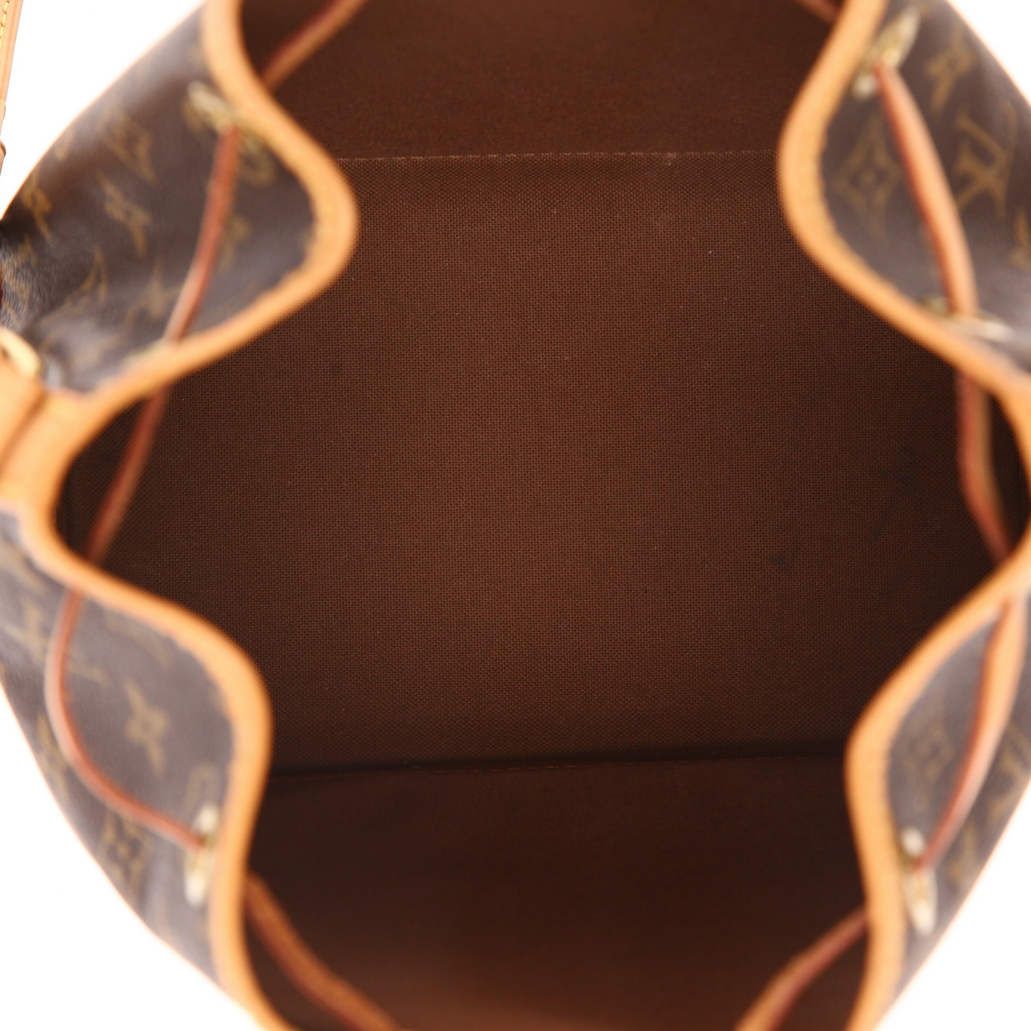 Bolso bandolera Louis Vuitton  Noé BB en lona Monogram marrón y cuero natural - Detail D3