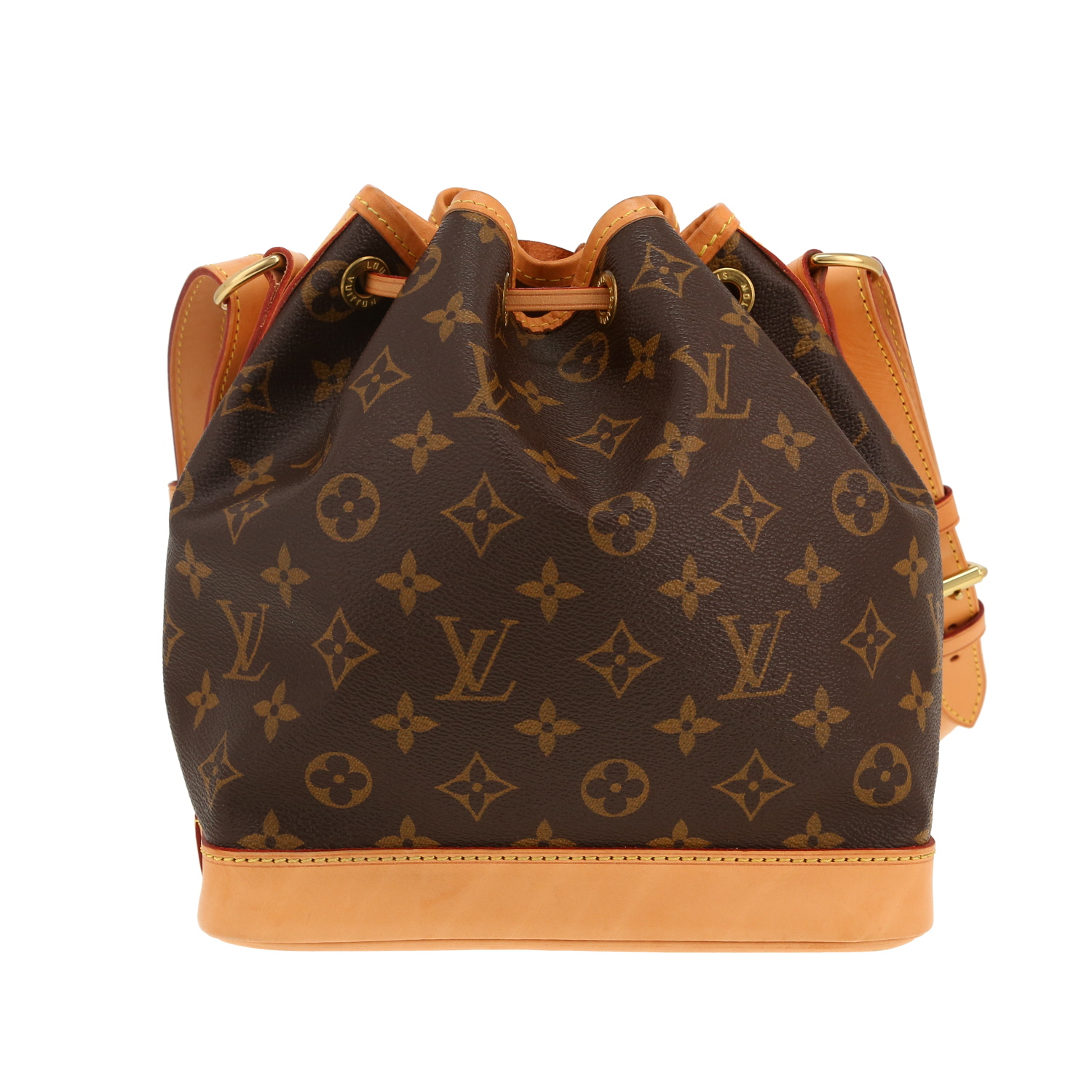 Sac bandoulière Louis Vuitton  Noé BB en toile monogram marron et cuir naturel - Detail D4