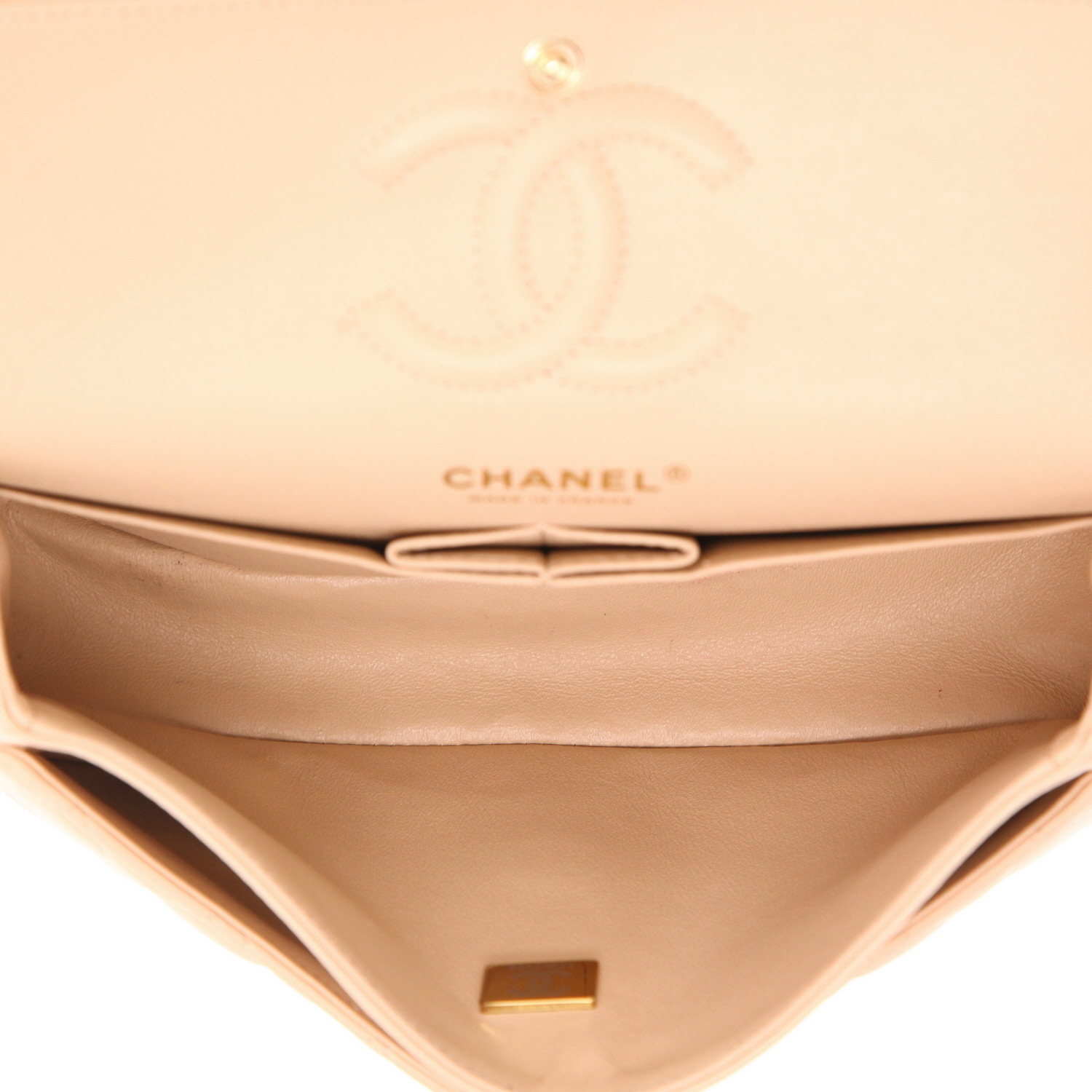 Borsa a tracolla Chanel  Timeless Petit in pelle trapuntata beige - Detail D3
