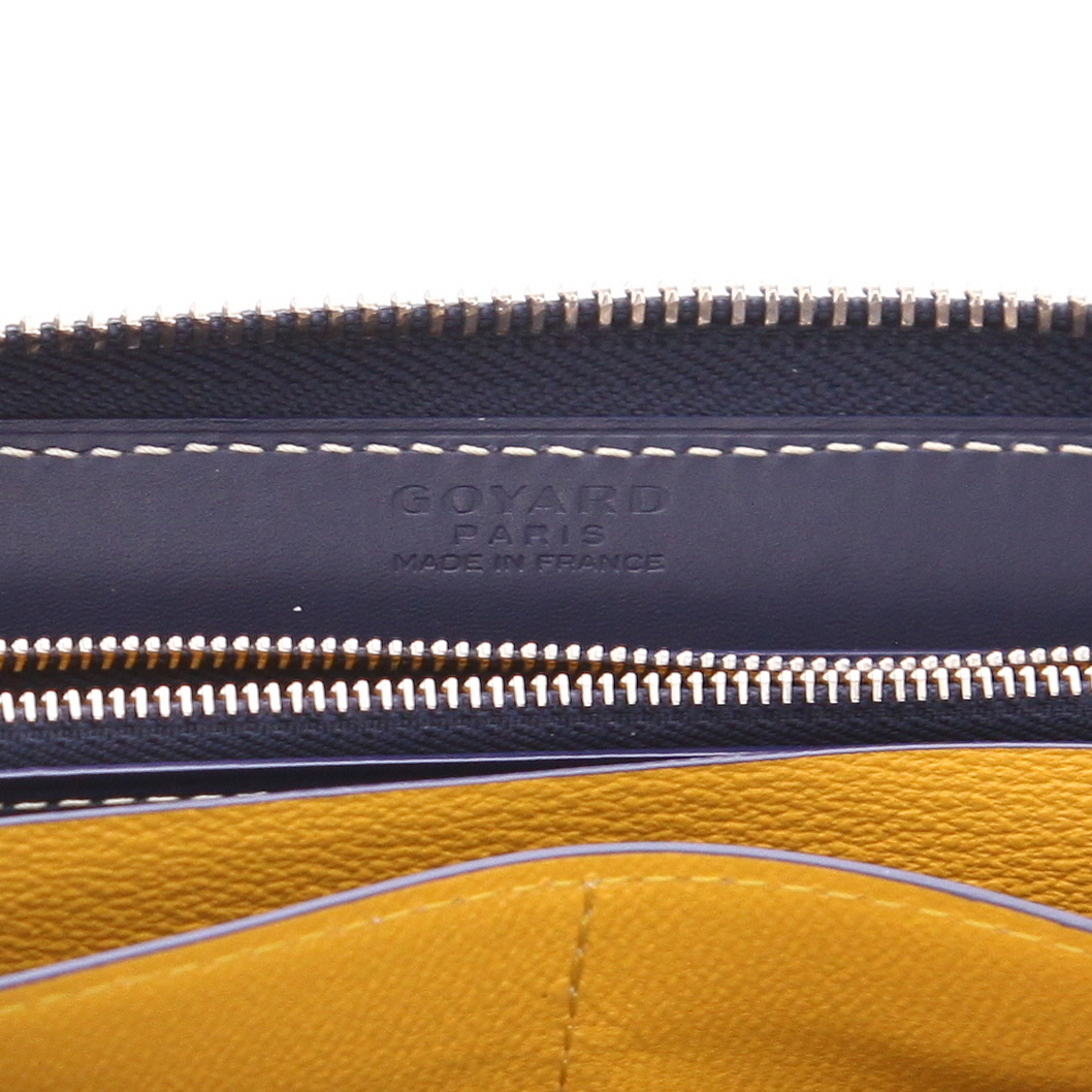 Portafogli Goyard  Matignon in tela Goyardine blu marino e pelle blu marino - Detail D2