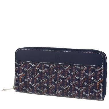 Billetera Goyard  Matignon en tela Goyardine azul marino y cuero azul marino