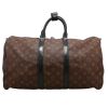 Sac de voyage Louis Vuitton  Keepall 45 en toile monogram Macassar marron et cuir noir - Detail D4 thumbnail