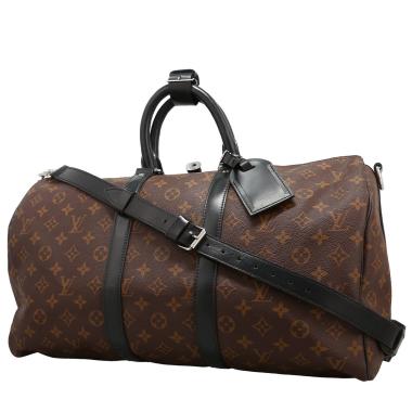 Louis Vuitton  Keepall 45 travel bag  in brown monogram canvas Macassar  and black leather