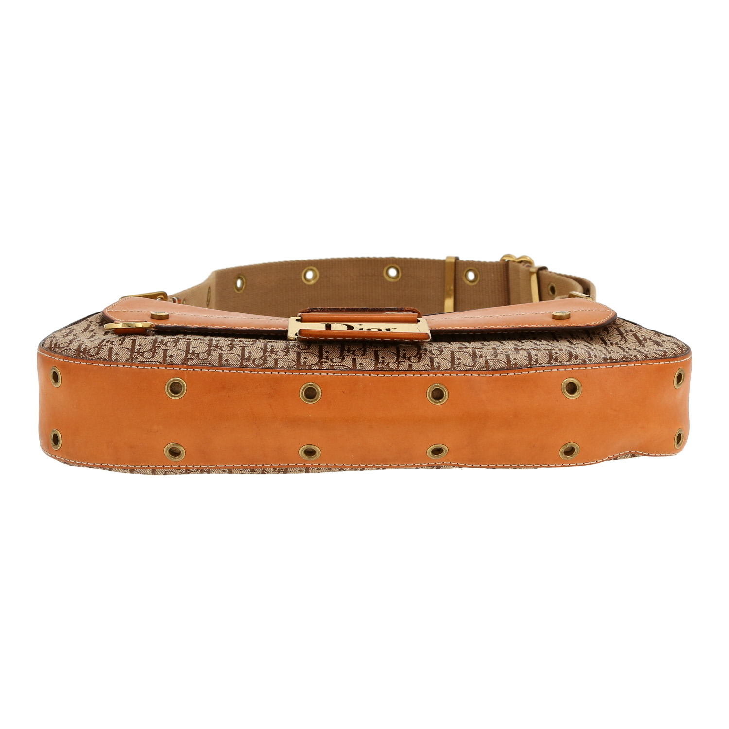 Borsa Dior  Colombus in tessuto a monogramma Oblique beige e pelle marrone - Detail D1