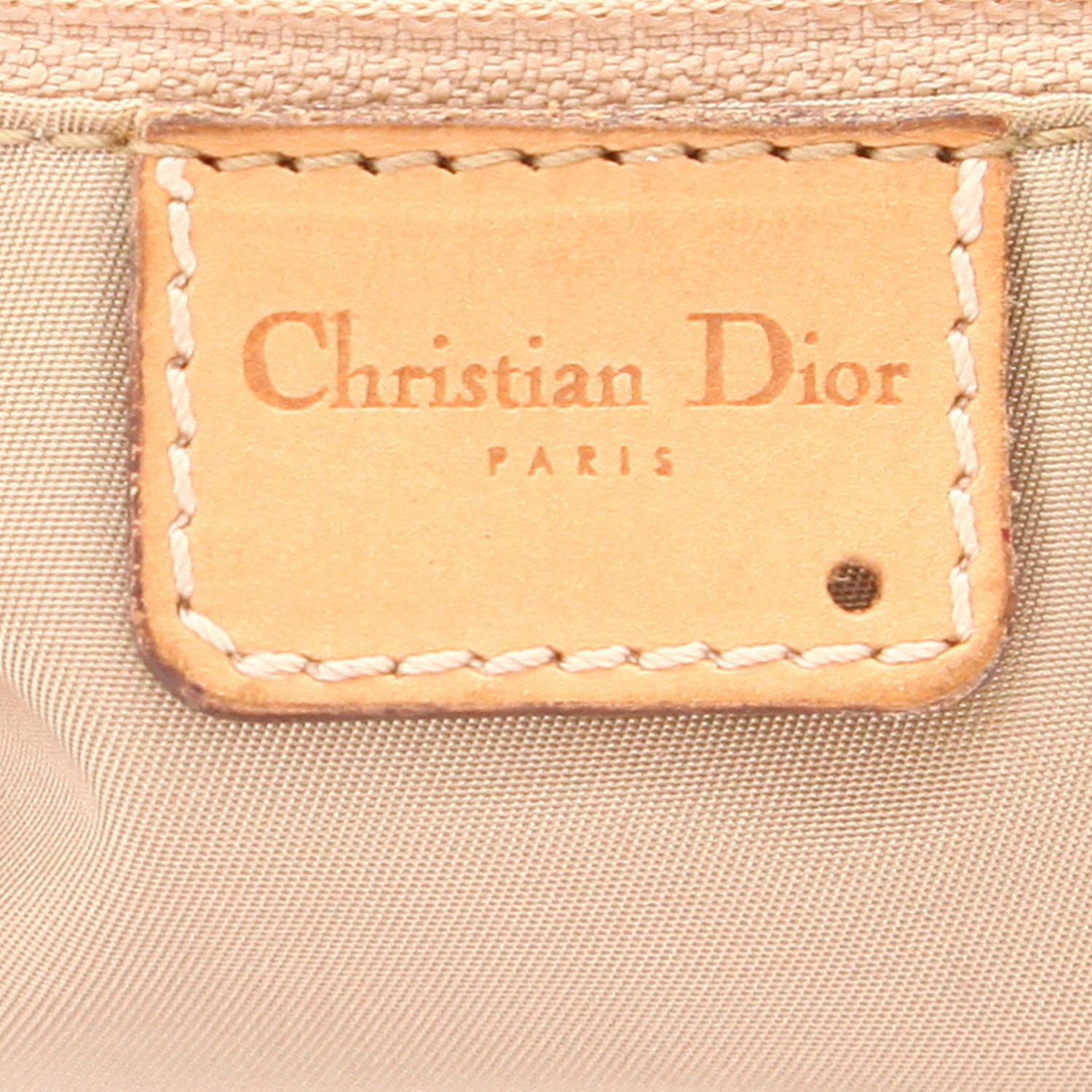 Dior Colombus handbag in beige monogram canvas Oblique and brown leather - Detail D2